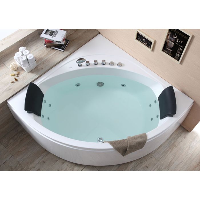 EAGO Modern Double Seat Corner Whirlpool Bathtub with Fixtures-Frovial