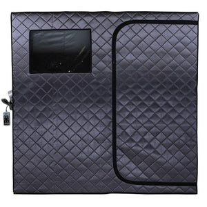 Durasage Portable Full Size Infrared Sauna for at Home | Ultra Low EMF Infrared | LED Lighting, Heating Foot Pad, Ceramic Heat Fan (2-Person)-Frovial