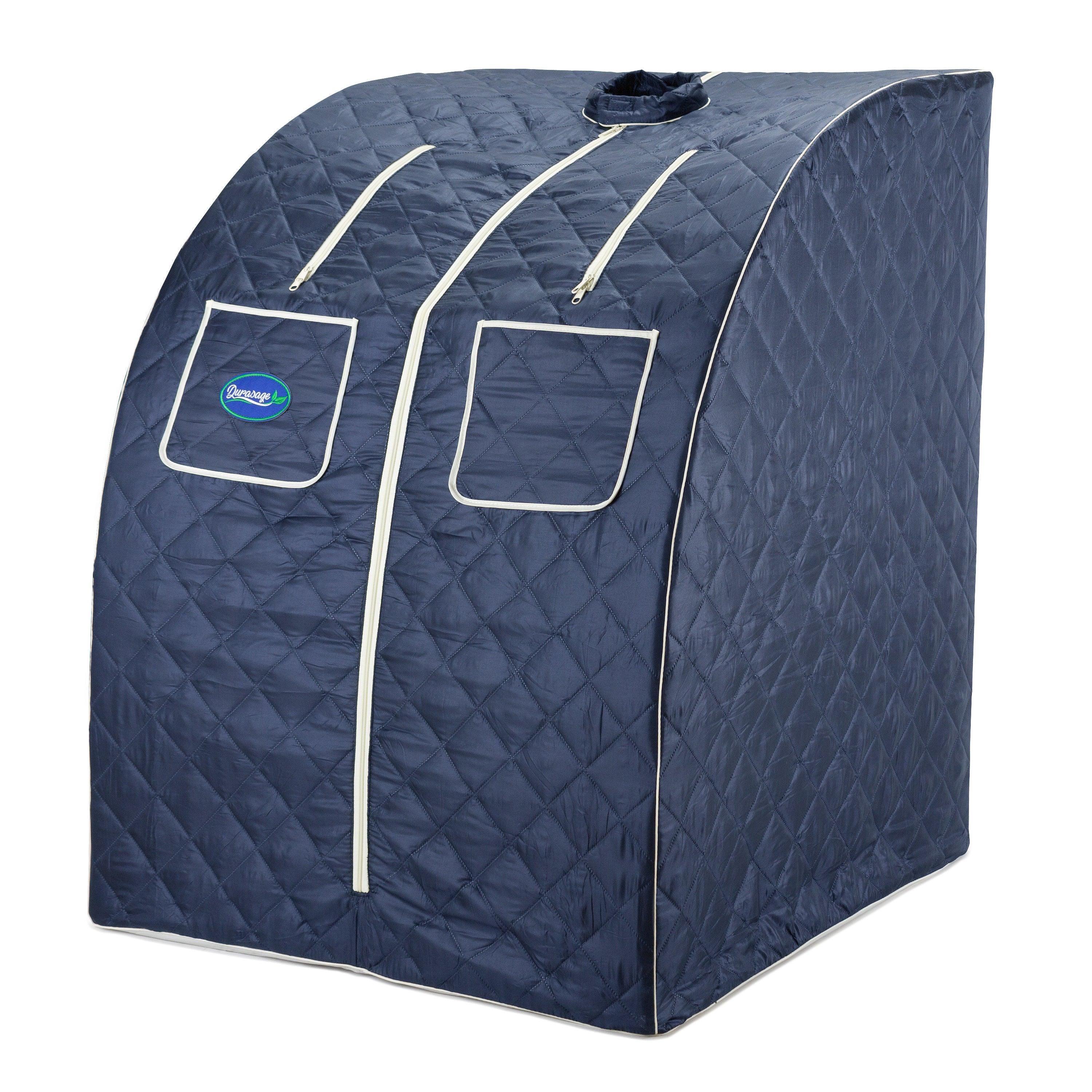 Durasage Oversized Portable Personal Steam Sauna Spa for Relaxation at Home, 60 Minute Timer, 800 Watt Steam Generator, Chair Included - Satin Blue-Frovial