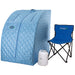 Durasage Lightweight Portable Personal Steam Sauna Spa for Relaxation at Home, 60 Minute Timer, 800 Watt Steam Generator, Chair Included - Light Blue-Frovial