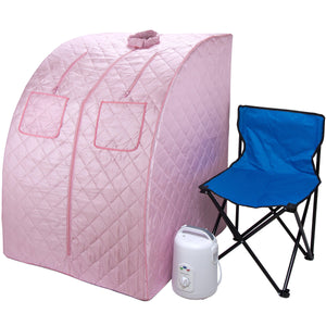 Oversized Portable Steam Sauna for Weight Loss, Detox & Relaxation at Home, Chair Included - Pink-Frovial