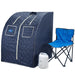 Durasage Oversized Portable Personal Steam Sauna Spa for Relaxation at Home, 60 Minute Timer, 800 Watt Steam Generator, Chair Included - Satin Blue-Frovial