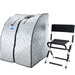Large Portable Low EMF Negative Ion Indoor Sauna with Chair and Heated Footpad Included - Silver-Frovial