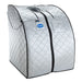 Large Portable Low EMF Negative Ion Indoor Sauna with Chair and Heated Footpad Included - Silver-Frovial