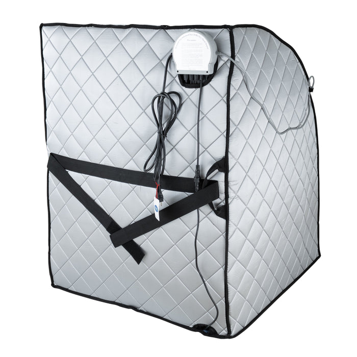 Large Portable Low EMF Negative Ion Indoor Sauna with Chair and Heated Footpad Included - Silver-Frovial