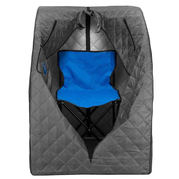 Durasage Lightweight Personal Steam Sauna Spa for Relaxation at Home, 60 Minute Timer, 800 Watt Steam Generator, Chair Included - Gray-Frovial