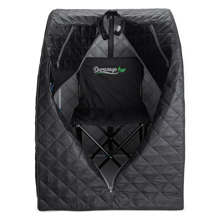 Personal Steam Sauna for Weight Loss, Detox & Relaxation at Home, Chair Included - (Black)-Frovial