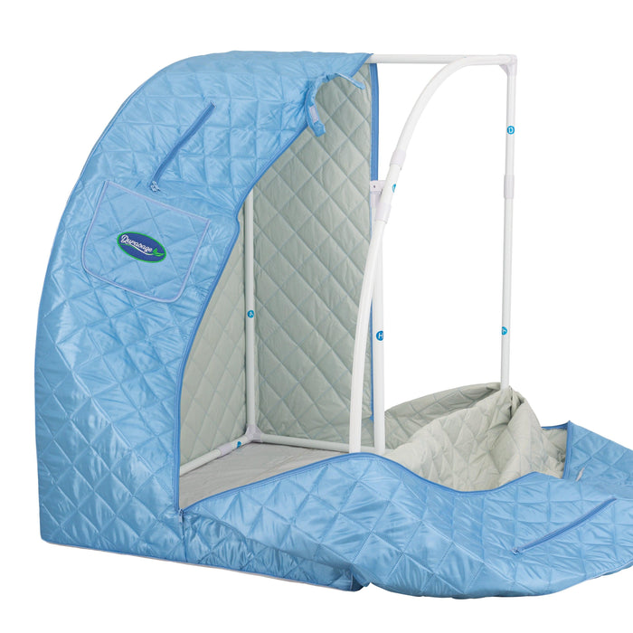 Durasage Lightweight Portable Personal Steam Sauna Spa for Relaxation at Home, 60 Minute Timer, 800 Watt Steam Generator, Chair Included - Light Blue-Frovial