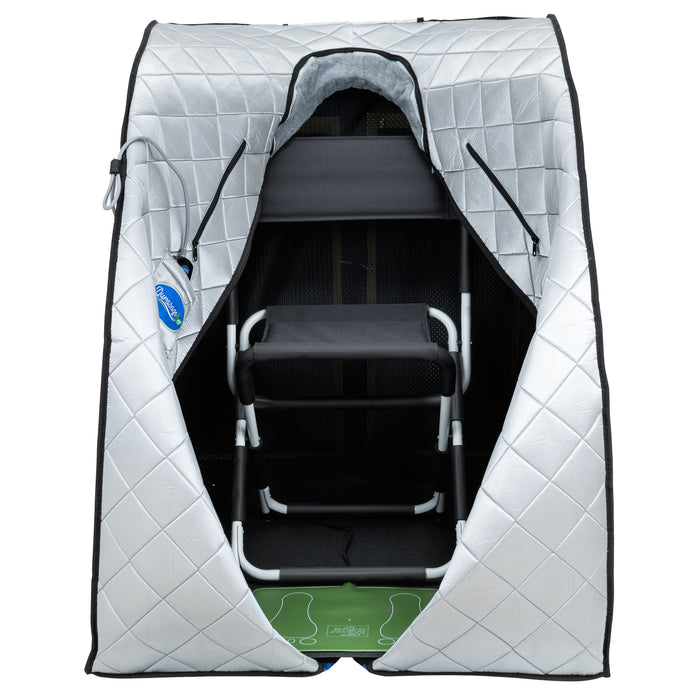 Large Portable Low EMF Negative Ion Indoor Sauna with Chair and Heated Footpad Included - Silver-Frovial