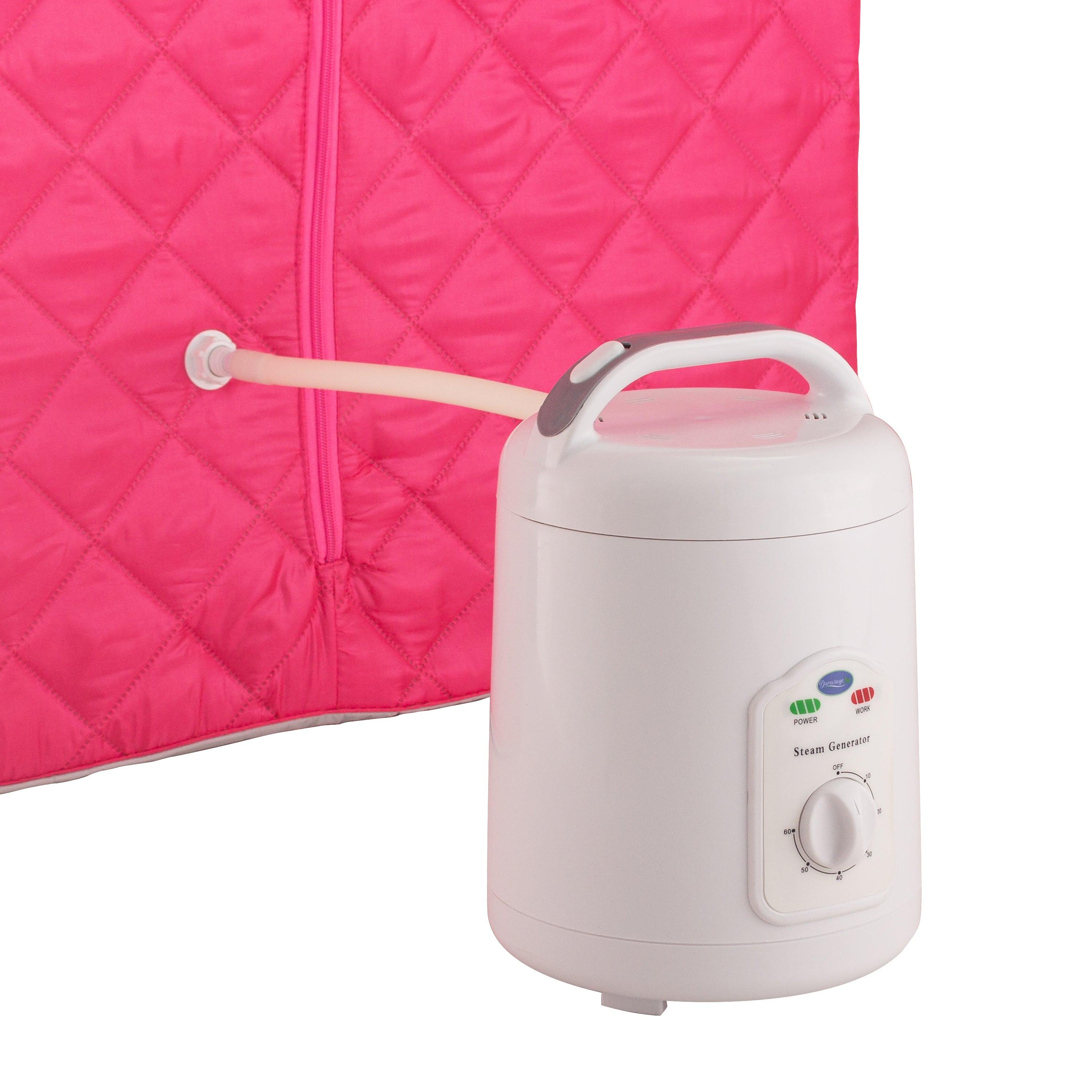 Durasage Lightweight Portable Personal Steam Sauna Spa for Relaxation at Home, 60 Minute Timer, 800 Watt Steam Generator, Chair Included - Fuchsia-Frovial