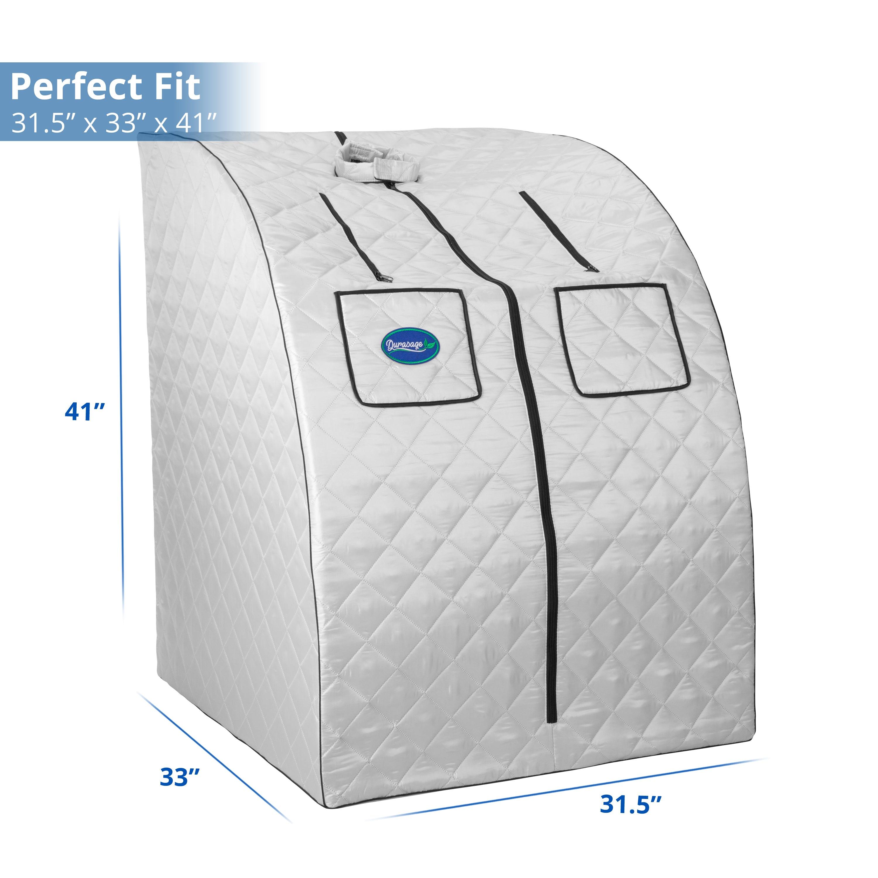 Oversized Portable Steam Sauna for Weight Loss, Detox & Relaxation at Home, Chair Included - Silver-Frovial