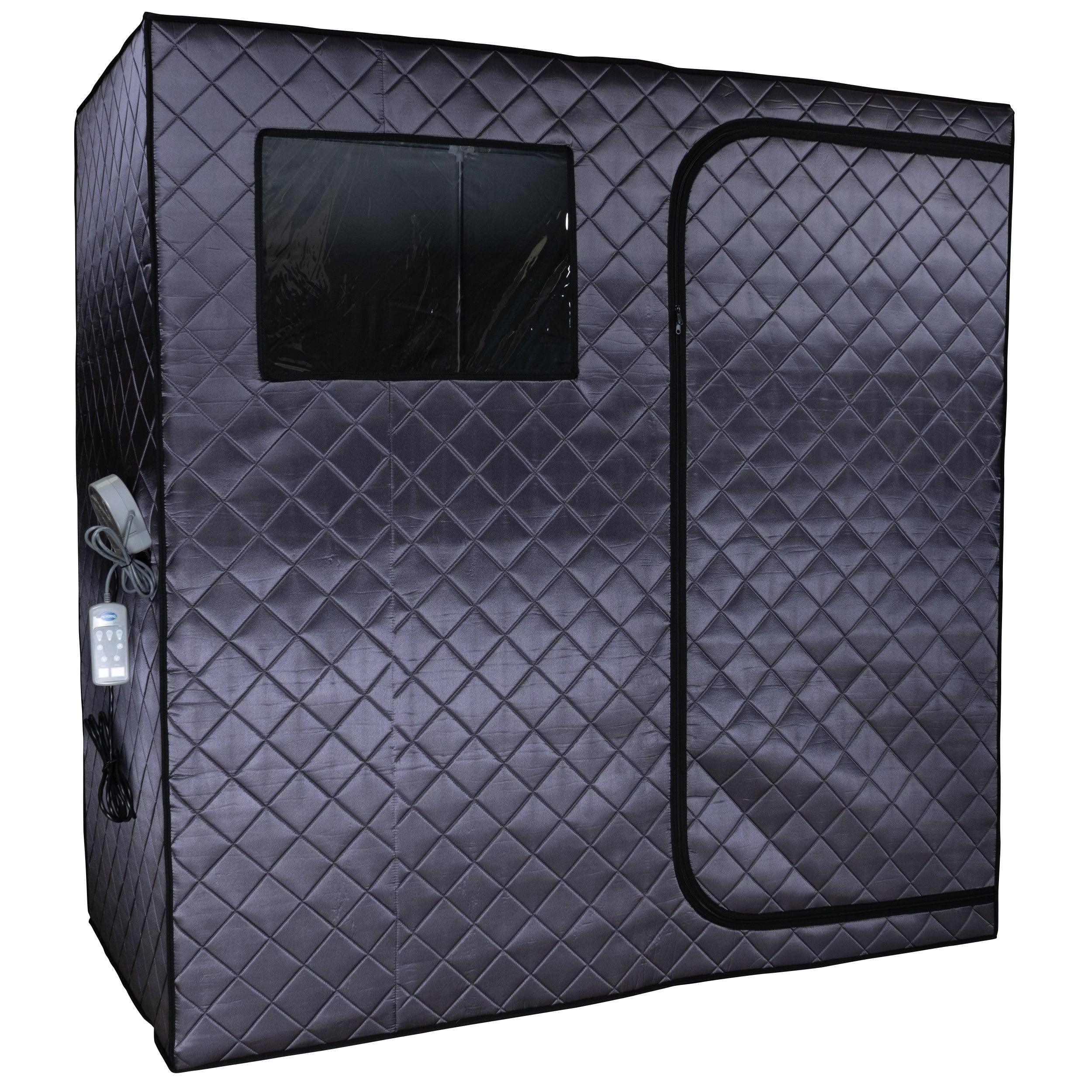 Durasage Portable Full Size Infrared Sauna for at Home | Ultra Low EMF Infrared | LED Lighting, Heating Foot Pad, Ceramic Heat Fan (2-Person)-Frovial