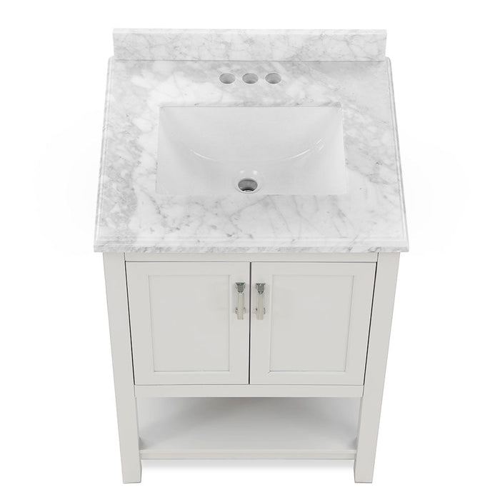 Affinity 25" Single Sink Vanity in White & Gray Carrara Marble Top-Frovial