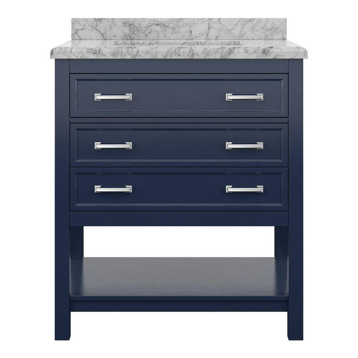 Affinity 31" Single Sink Vanity with White & Gray Carrara Marble Top-Frovial