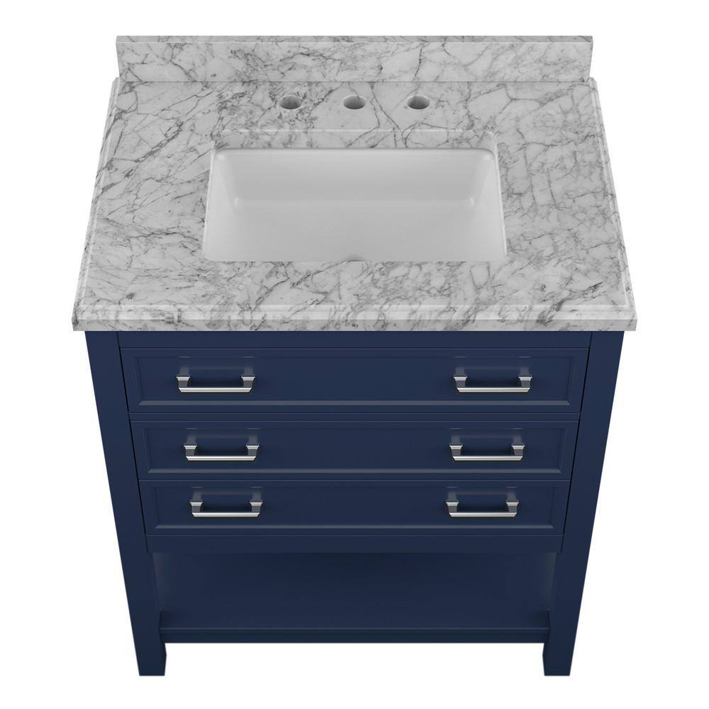 Affinity 31" Single Sink Vanity with White & Gray Carrara Marble Top-Frovial
