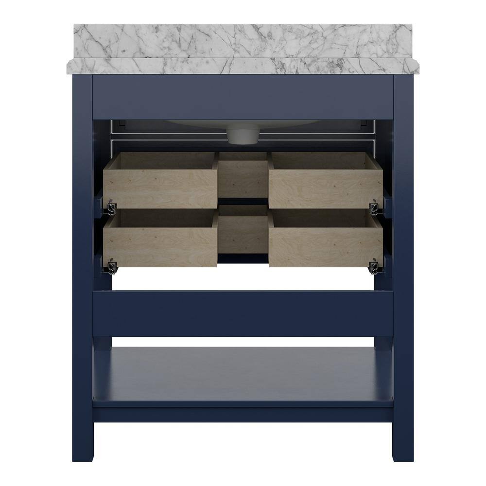 Affinity 31" Single Sink Vanity with White & Gray Carrara Marble Top-Frovial