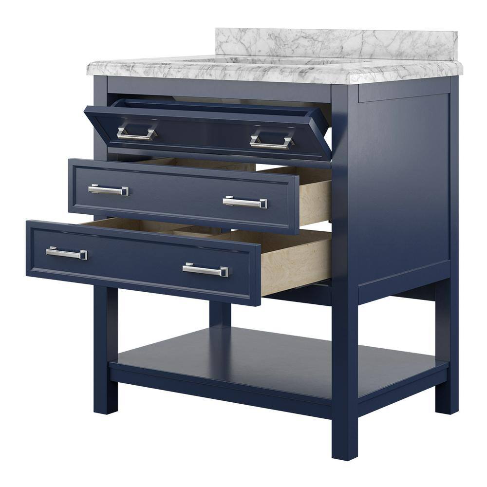 Affinity 31" Single Sink Vanity with White & Gray Carrara Marble Top-Frovial