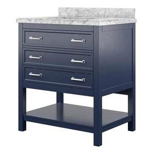 Affinity 31" Single Sink Vanity with White & Gray Carrara Marble Top-Frovial