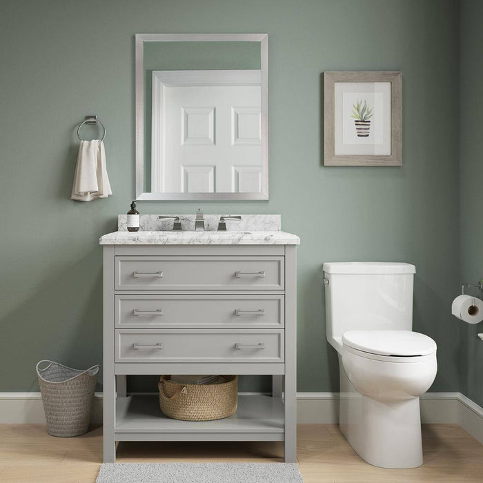 Affinity 31" Single Sink Vanity with White & Gray Carrara Marble Top-Frovial