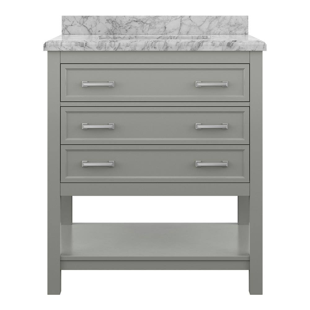Affinity 31" Single Sink Vanity with White & Gray Carrara Marble Top-Frovial