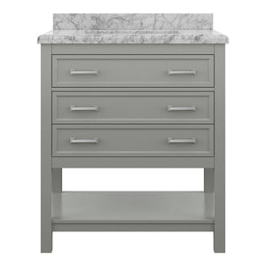 Affinity 31" Single Sink Vanity with White & Gray Carrara Marble Top-Frovial