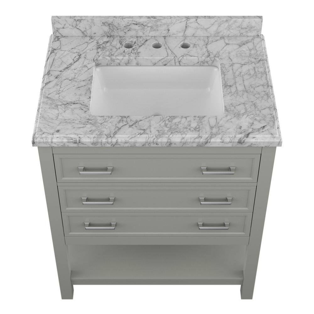 Affinity 31" Single Sink Vanity with White & Gray Carrara Marble Top-Frovial