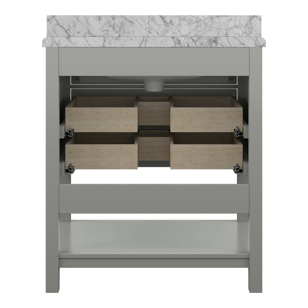 Affinity 31" Single Sink Vanity with White & Gray Carrara Marble Top-Frovial