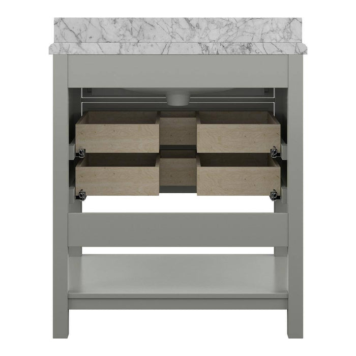 Affinity 31" Single Sink Vanity with White & Gray Carrara Marble Top-Frovial
