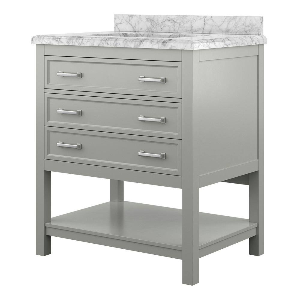 Affinity 31" Single Sink Vanity with White & Gray Carrara Marble Top-Frovial