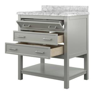 Affinity 31" Single Sink Vanity with White & Gray Carrara Marble Top-Frovial