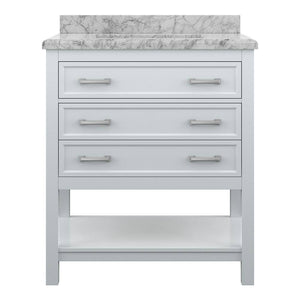 Affinity 31" Single Sink Vanity with White & Gray Carrara Marble Top-Frovial