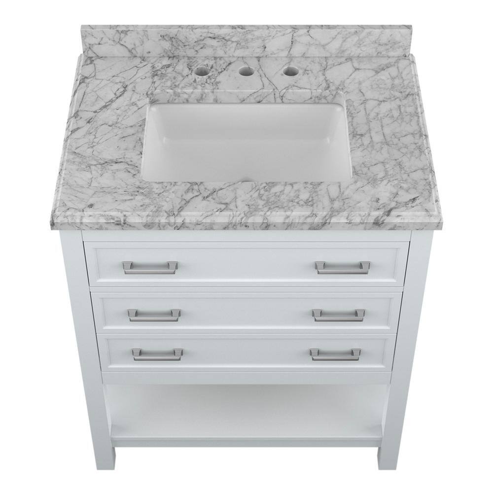 Affinity 31" Single Sink Vanity with White & Gray Carrara Marble Top-Frovial