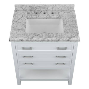 Affinity 31" Single Sink Vanity with White & Gray Carrara Marble Top-Frovial
