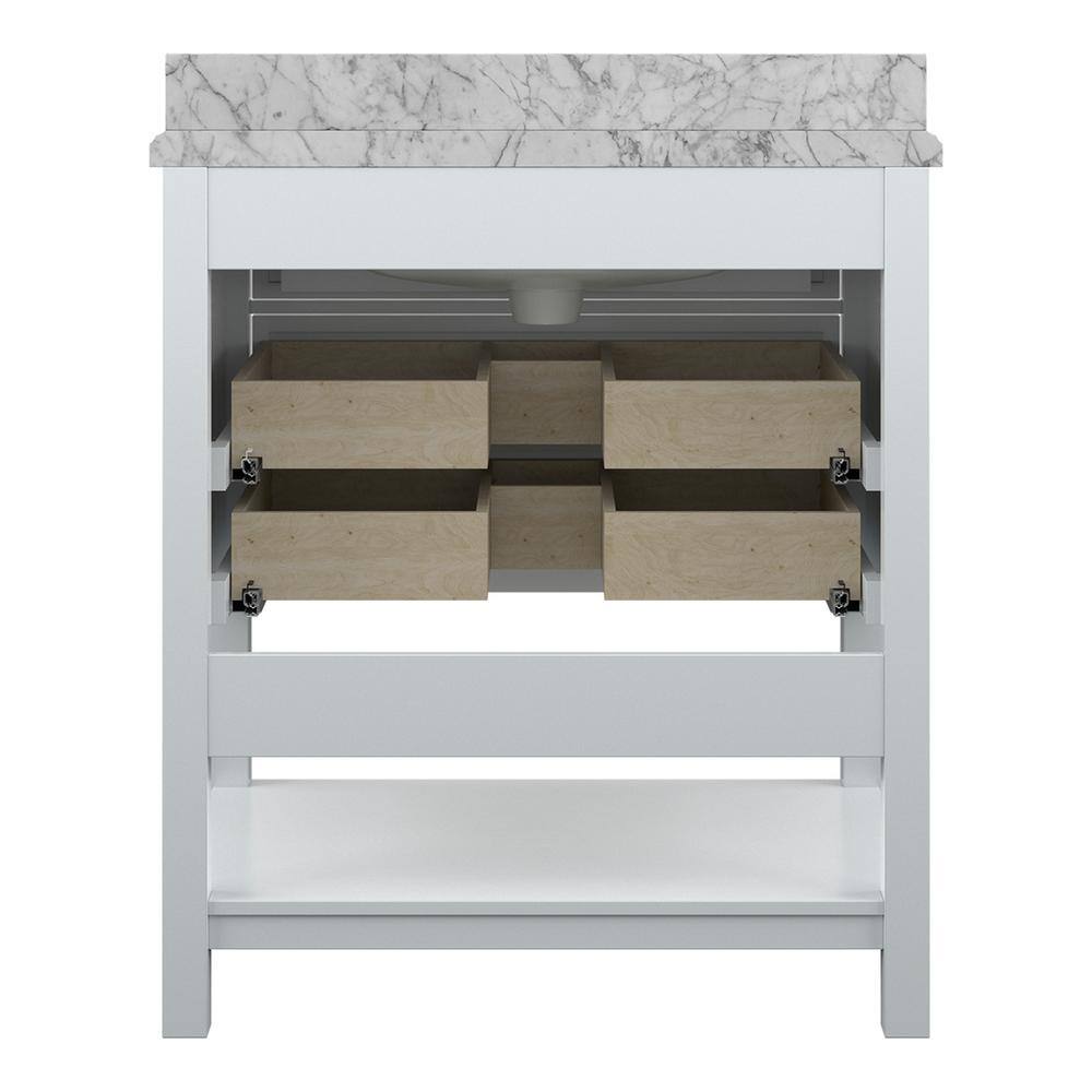 Affinity 31" Single Sink Vanity with White & Gray Carrara Marble Top-Frovial