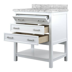Affinity 31" Single Sink Vanity with White & Gray Carrara Marble Top-Frovial