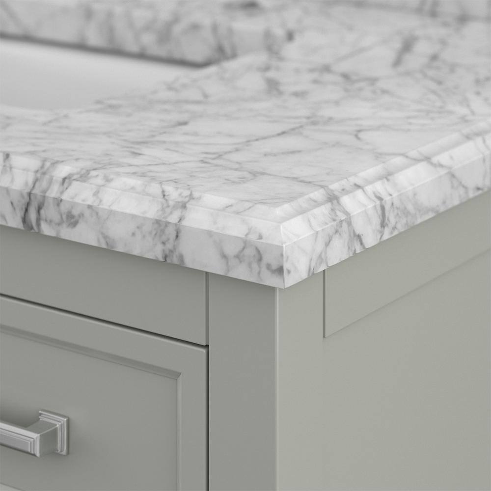 Affinity 37" Single Sink Vanity with White & Gray Carrara Marble Top-Frovial