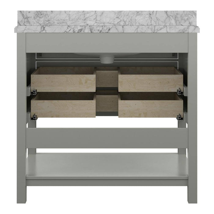 Affinity 37" Single Sink Vanity with White & Gray Carrara Marble Top-Frovial