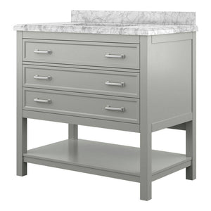 Affinity 37" Single Sink Vanity with White & Gray Carrara Marble Top-Frovial