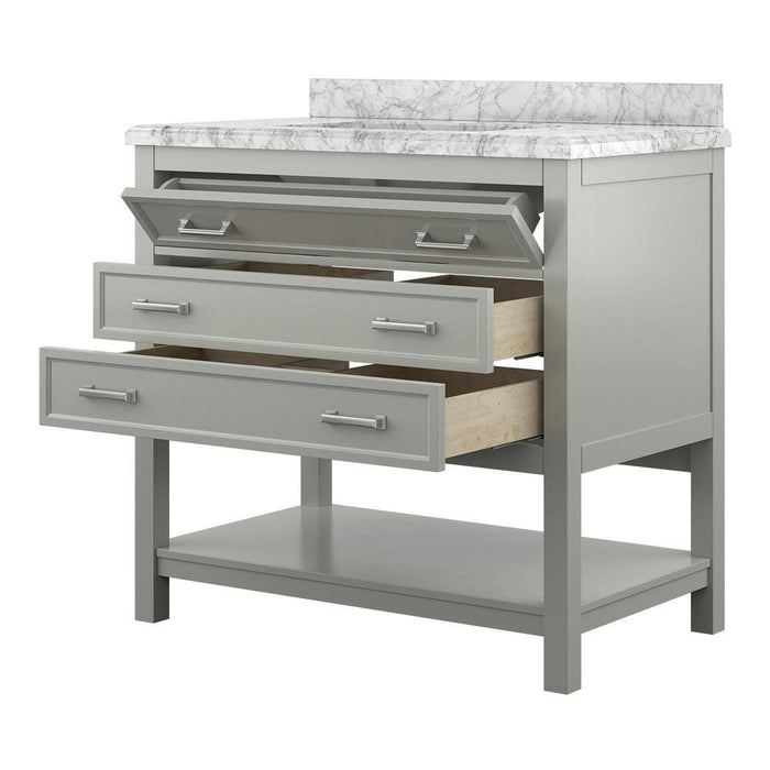 Affinity 37" Single Sink Vanity with White & Gray Carrara Marble Top-Frovial