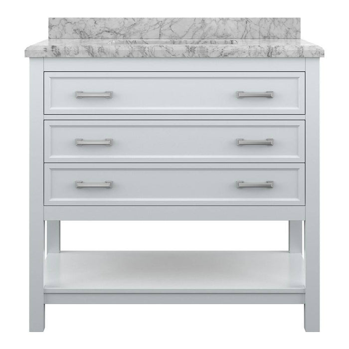 Affinity 37" Single Sink Vanity with White & Gray Carrara Marble Top-Frovial