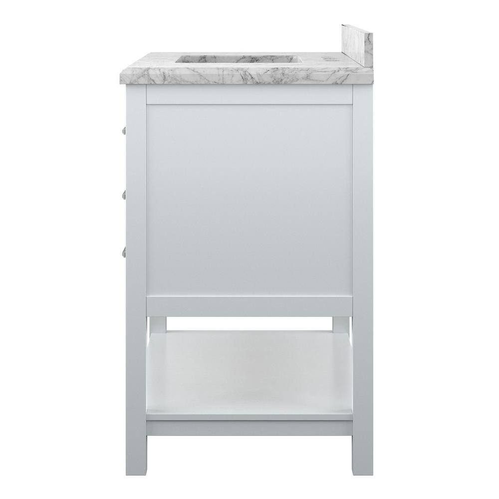 Affinity 37" Single Sink Vanity with White & Gray Carrara Marble Top-Frovial
