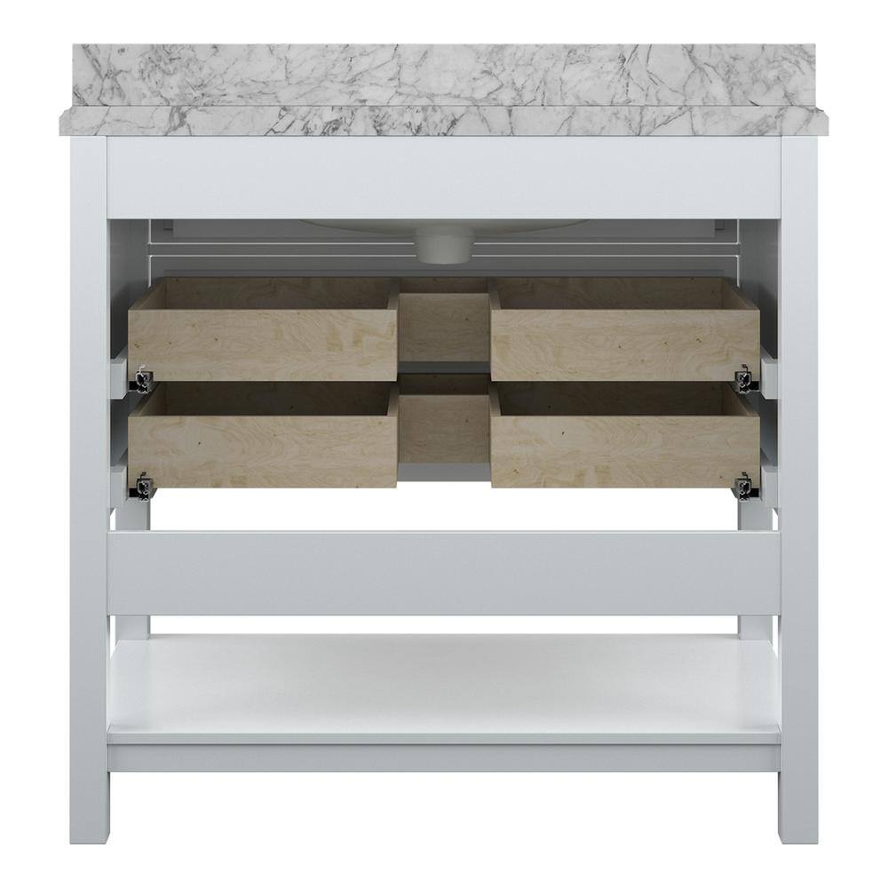 Affinity 37" Single Sink Vanity with White & Gray Carrara Marble Top-Frovial