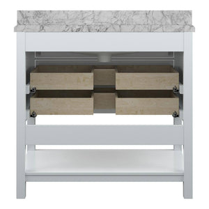 Affinity 37" Single Sink Vanity with White & Gray Carrara Marble Top-Frovial