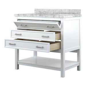 Affinity 37" Single Sink Vanity with White & Gray Carrara Marble Top-Frovial