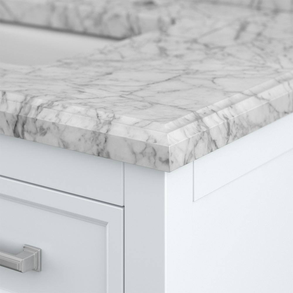 Affinity 37" Single Sink Vanity with White & Gray Carrara Marble Top-Frovial