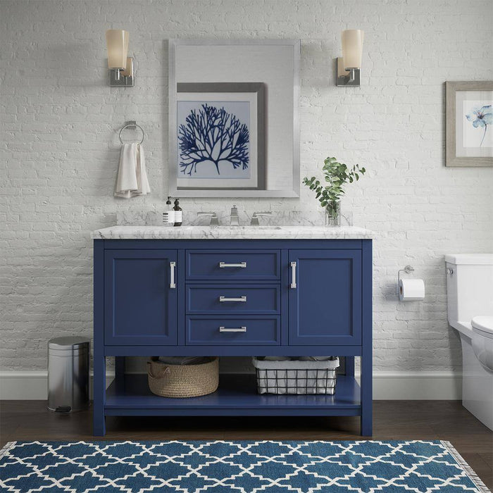 Affinity 49" Single Sink Vanity with White & Gray Carrara Marble Top-Frovial