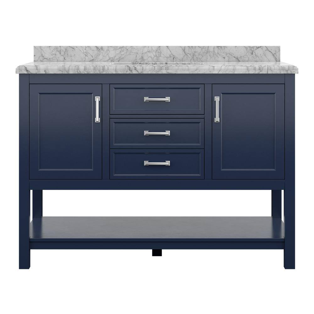 Affinity 49" Single Sink Vanity with White & Gray Carrara Marble Top-Frovial