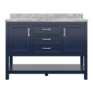 Affinity 49" Single Sink Vanity with White & Gray Carrara Marble Top-Frovial
