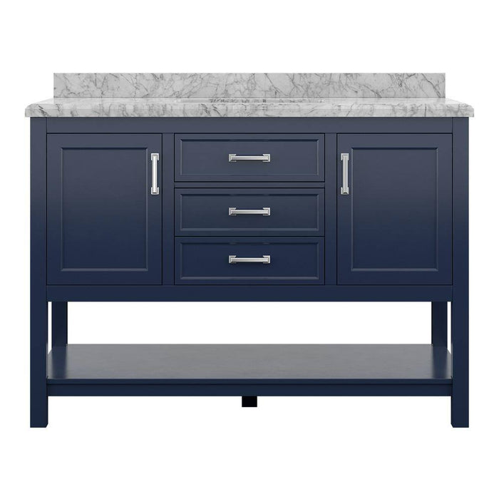 Affinity 49" Single Sink Vanity with White & Gray Carrara Marble Top-Frovial