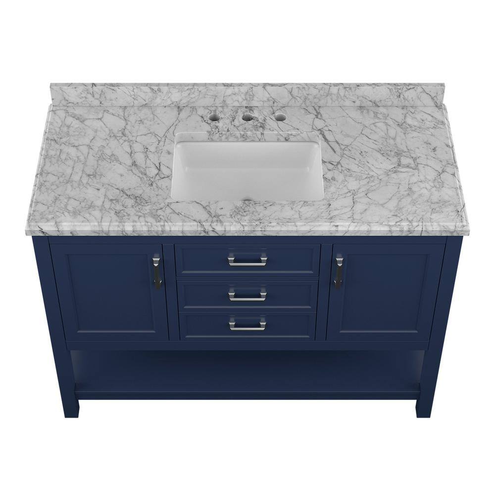 Affinity 49" Single Sink Vanity with White & Gray Carrara Marble Top-Frovial